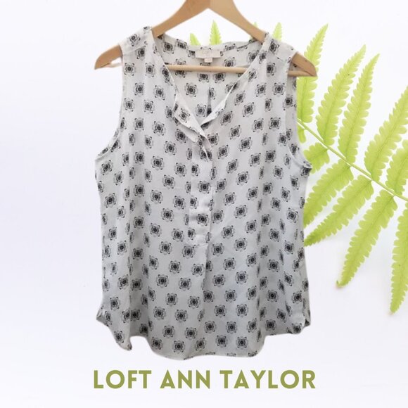 LOFT Tops - LOFT Outlet Ann Taylor White Multi Color Floral Print Sleeveless Top Lage